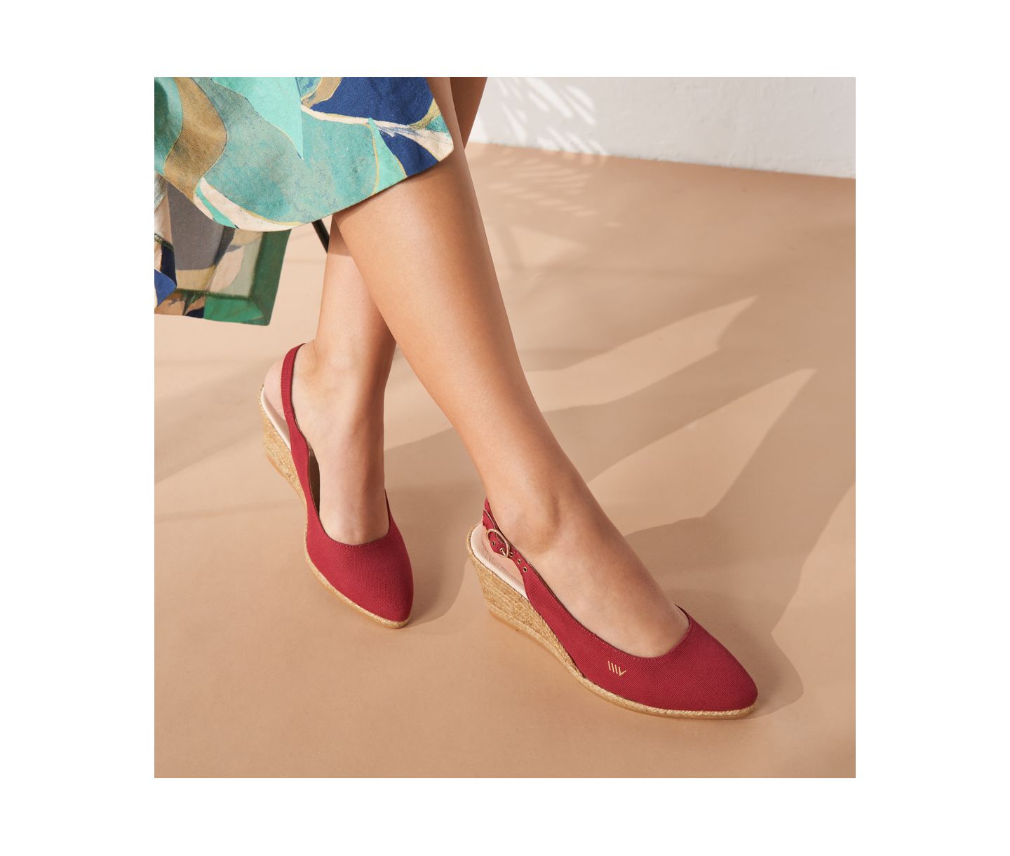 Женские сандалии VISCATA Palomera Canvas Espadrille Wedges Slingback, цвет: Вишнёвый — фото 5