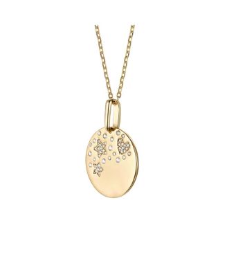 Children's 14k Gold Plated with Cubic Zirconia Heart & Lucky Star Galaxy Medallion Pendant Necklace