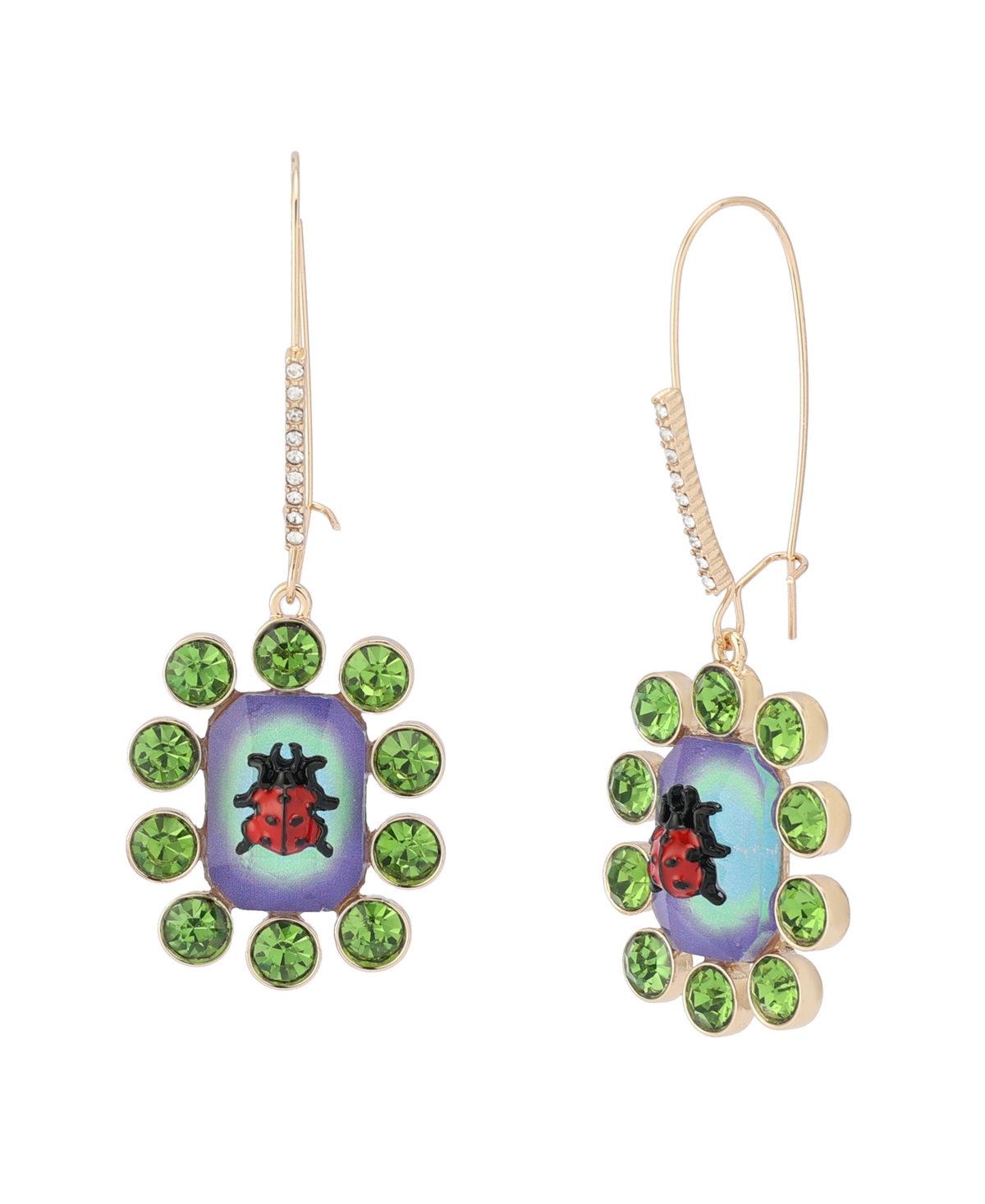 Faux Stone Backyard Ladybug Dangle Drop Earrings - Multi, Gold