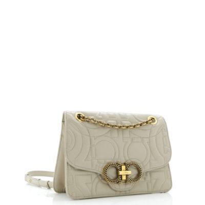 Medium Gancini Turnlock Flap Bag Gancini Quilted Leather