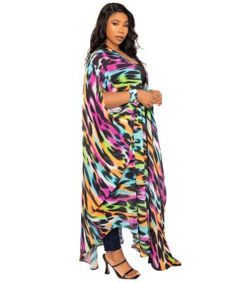 Plus Size Buom Couture Animal Print Robe with Wrist Band