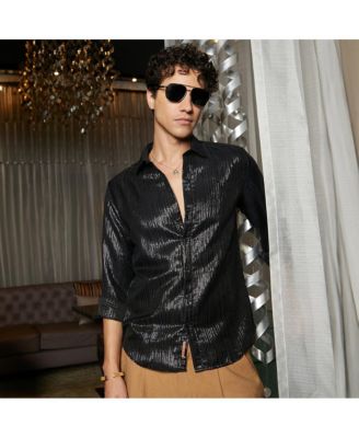 Men's Metallic Black Metallic Blushed Shirt