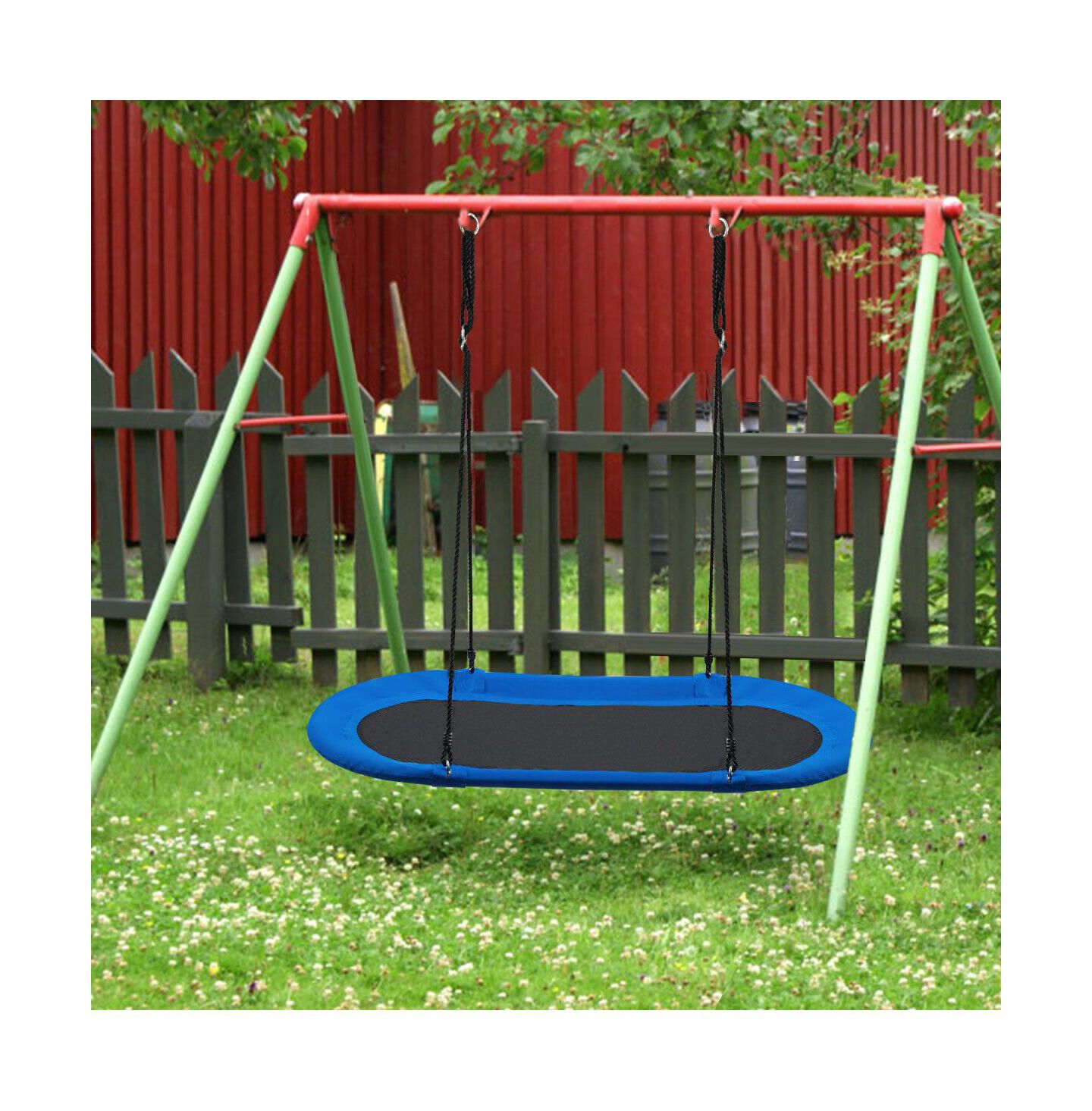 Детская игрушка Gymax 60" Oval Saucer Swing with Adjustable Height (40"-63") and 700 lbs Weight Capacity, Ages 3+, цвет: Синий — фото 7