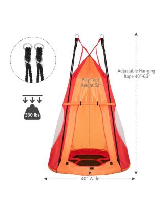 40'' Kids Hanging Chair Swing Tent Set Hammock Nest Pod Seat