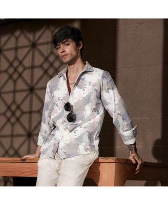 Men's Moon Grey & Chalk White Artistic-Blur Shirt