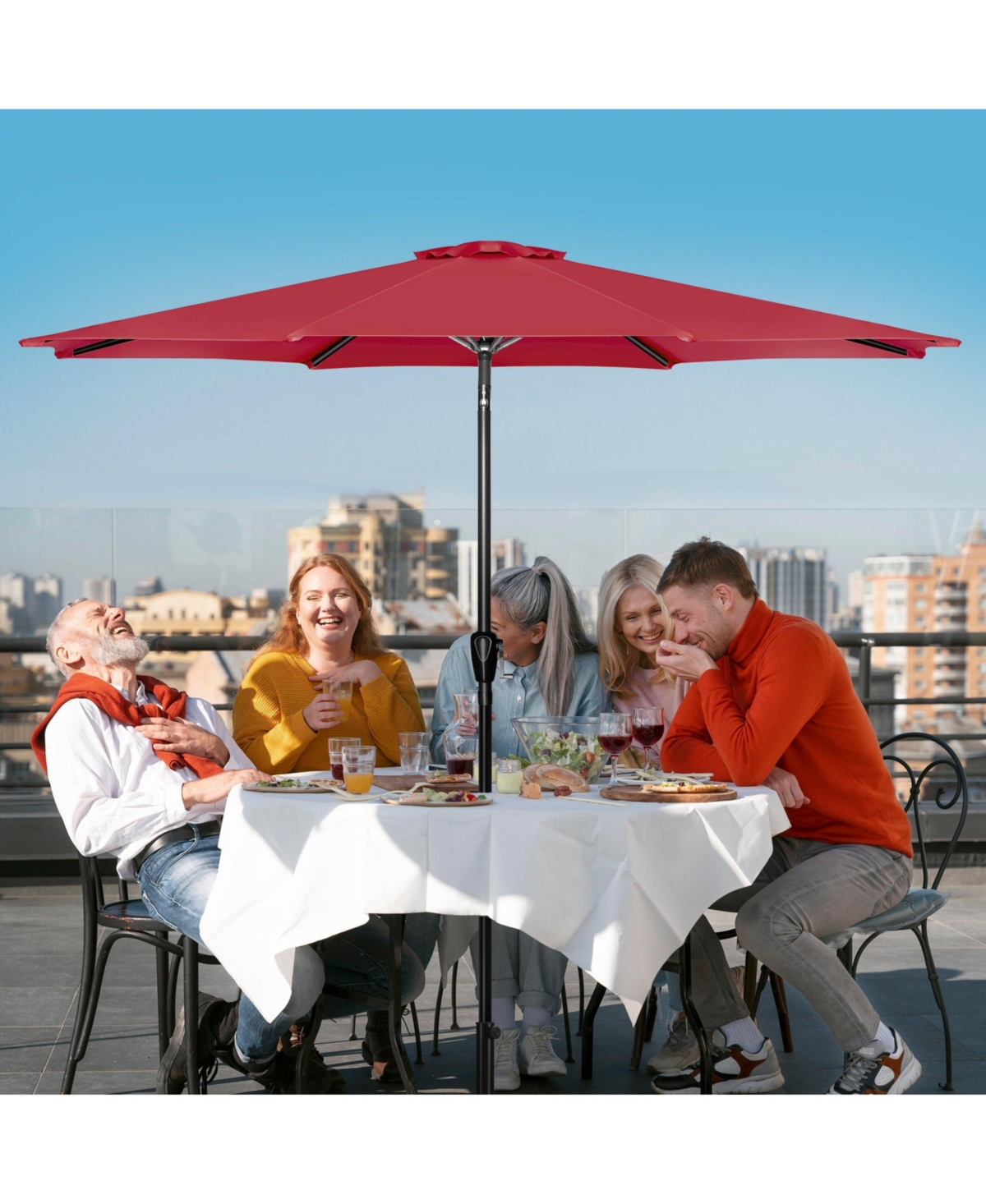 Flynama One 10' Patio Umbrella Outdoor Table Market Yard Umbrella with Push Button Tilt/Crank