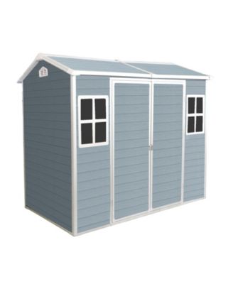 4x8ft Resin Outdoor Storage Shed with Two-Window and Double-Door