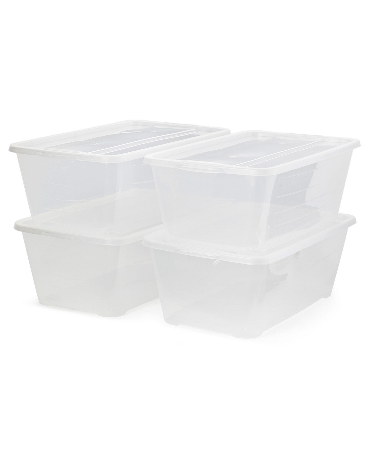 6 Quart Rectangular Clear Plastic Lidded Storage Shoe Box, 4 Pack