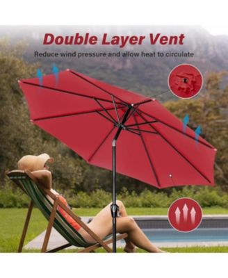 One 10ft Outdoor Market Patio Umbrella with 8 Sturdy Ribs, Tilt/Crank Push Button for Garden, Deck, Backyard and Pool