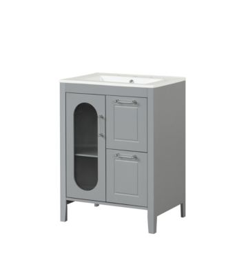 24" Bathroom Vanity with Sink, 2 Drawers and Door, Adjustable Shelf