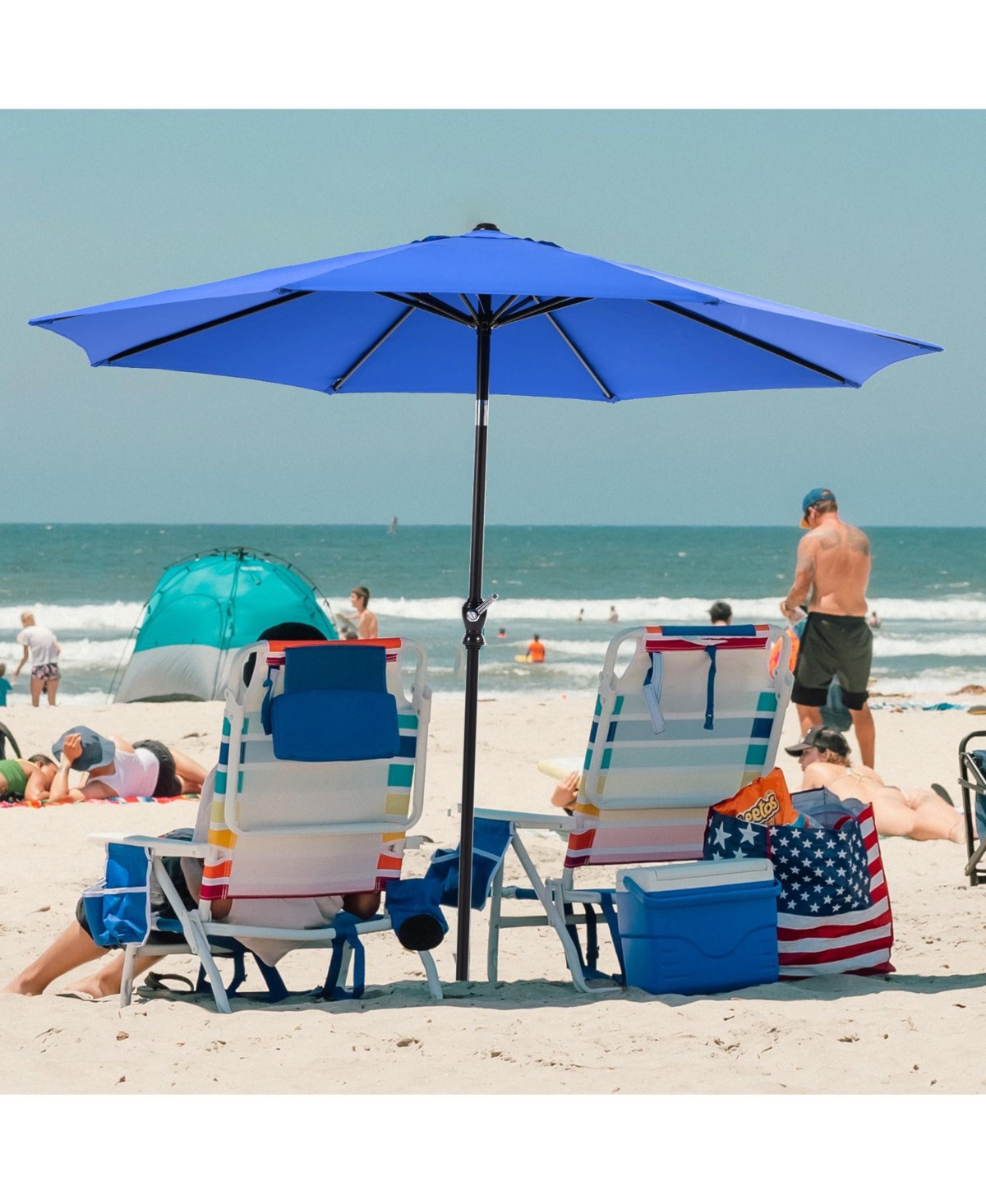 9 foot outdoor patio umbrella with button tilt and crank