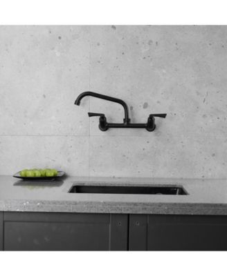 2-Handle Commercial Sink Faucet with 8" Swivel Spout 8" Center Wall Mount Kitchen Faucet In Polished Chrome
