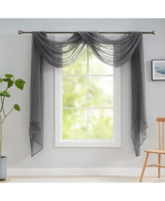 Hotel Lux 1 Piece Charcoal Gray Sheer Window Scarf Treatment