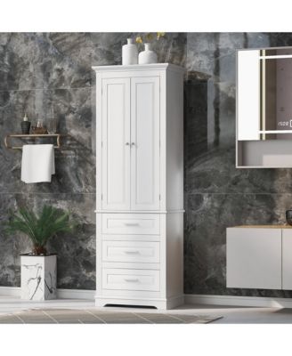 70"H Tall Storage Cabinet with 3 Drawers for Bathroom or Office Use