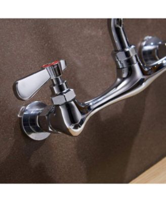 2-Handle Wall Mount 8&amp;#x22; Swivel Spout with 8&amp;#x22; Center Kitchen Faucet