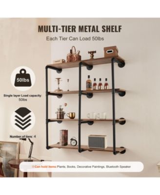 4 Tier Industrial Pipe Wall-Mount Shelf Frame 3PCS Without Planks for Custom Storage