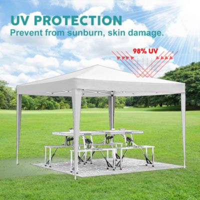 10x10ft Folding Canopy with 4 Removable Sidewalls Outdoor Event Shelter UPF 50 Plus Gazebo Tent