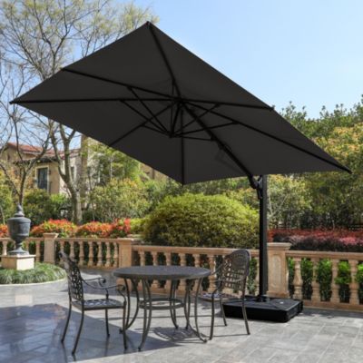 10 FT Cantilever Patio Umbrella with 360° Rotation & Tilt Adjustment, Square Outdoor Offset Umbrella with Aluminum Pole