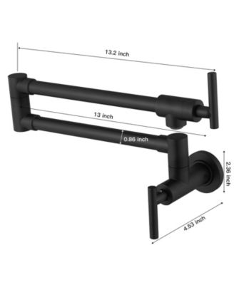 Greenspring Wall Mount Double-Handle Dual Joint Swing Arm Pot Filler Faucet