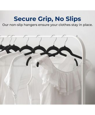 50-Piece Velvet Shirt Hangers - Non-Slip, Sturdy, Space Saving and Heavy Duty Coat Set with 360&amp;#xB0; Swivel Hook for Clothes (Black)