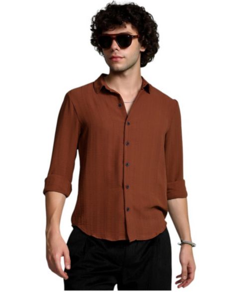 Мужская рубашка Cahoot Campus Sutra Sienna Brown Woven-Lined, цвет: Коричневый