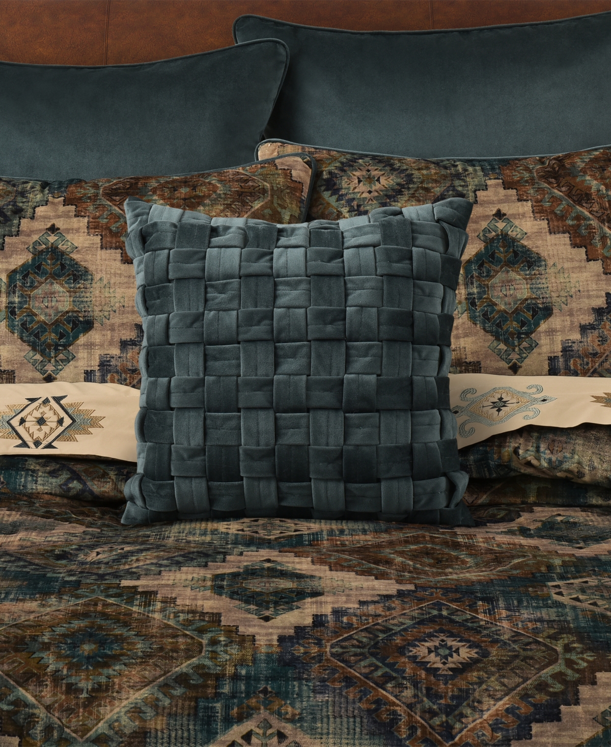 J Queen New York Baja Square Decorative Pillow, 17" X 17" In Blue