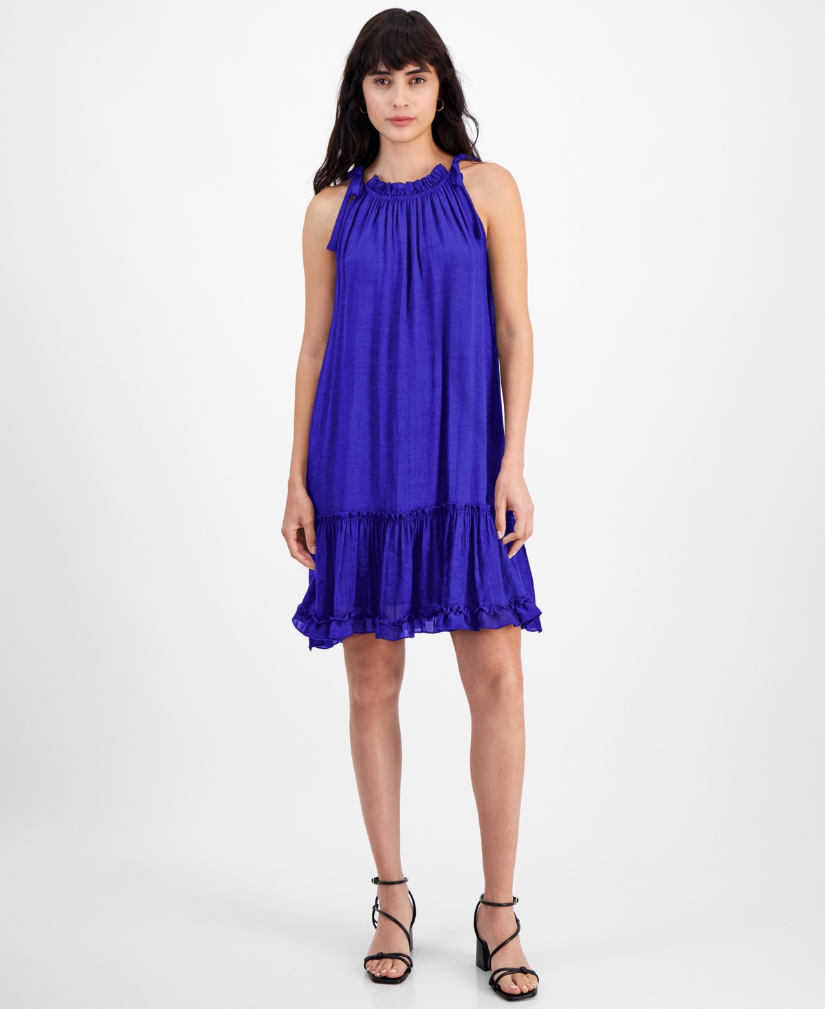 Robbie Bee Women's Ruffled A-line Dress In Blue