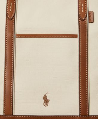 Women's Leather-Trim Canvas Medium Shopper Tote