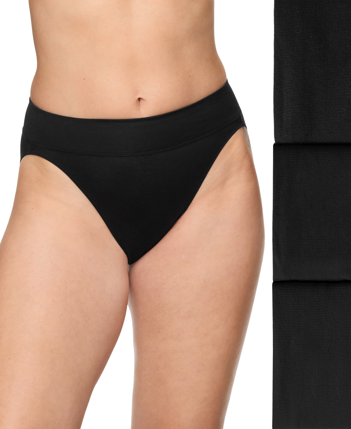 Women's 3-Pk. No Pinching No Problems Hi-Cut Underwear RT4403P - Black, Black, Black