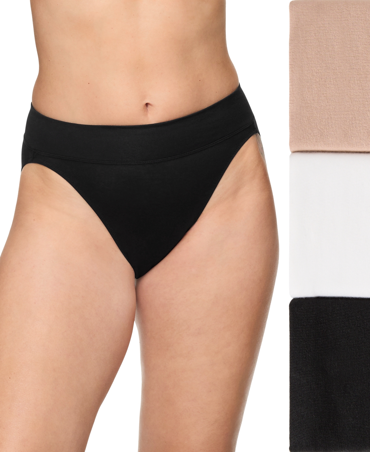 Women's 3-Pk. No Pinching No Problems Hi-Cut Underwear RT4403P - Black, Black, Black