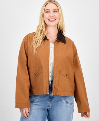 Madden Girl - Trendy Plus Cotton Front-Zip Barn Jacket