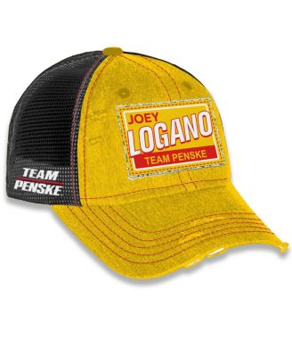 Men's and Women's Yellow Joey Logano Vintage Patch Trucker Adjustable Hat