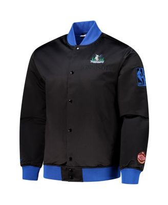 Men's Black Minnesota Timberwolves Hardwood Classics Team OG 3.0 Lightweight Satin Full-Snap Jacket