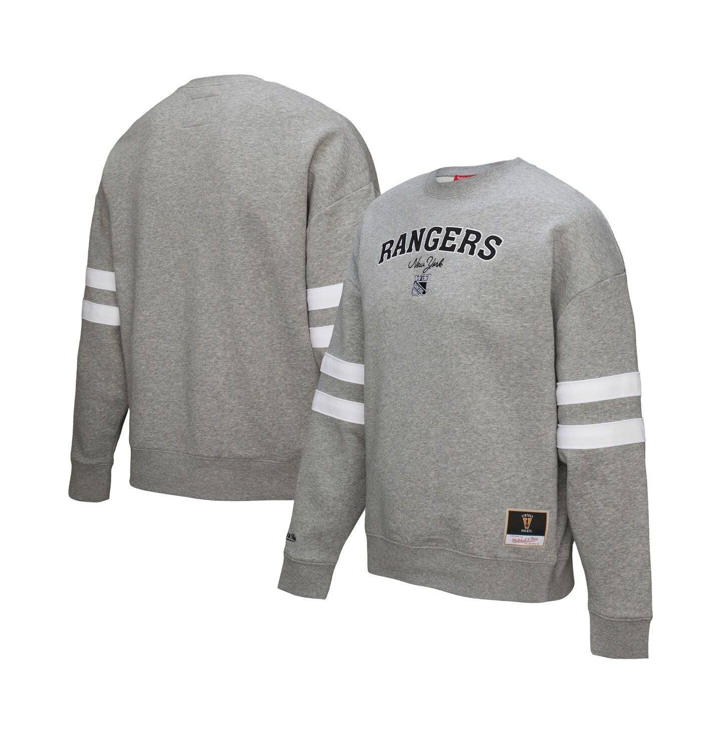 Женская толстовка Mitchell & Ness Heather Gray New York Rangers Logo Lightweight Pullover — фото 1