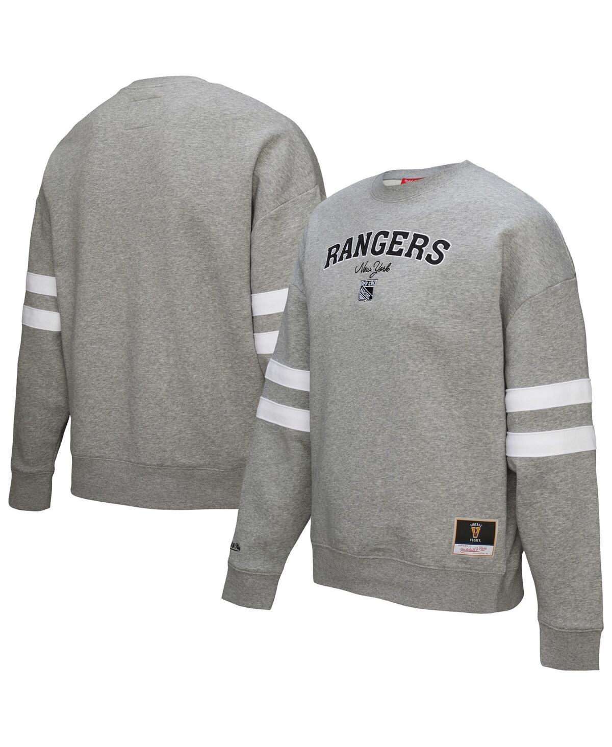 Women's Heather Gray New York Rangers Logo Lightweight Pullover Sweatshirt - Heather Gray