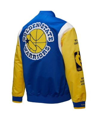 Men's and Women's Royal Golden State Warriors Vintage Team Origins Satin Full-Snap Jacket