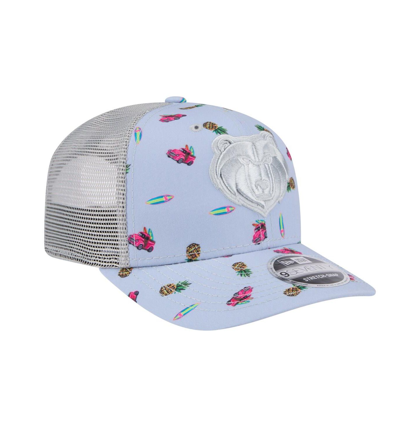Мужской головной убор New Era Light Blue/Gray Memphis Grizzlies Adventure Aloha Pattern 9SEVENTY Stretch-Snap Hat — фото 3
