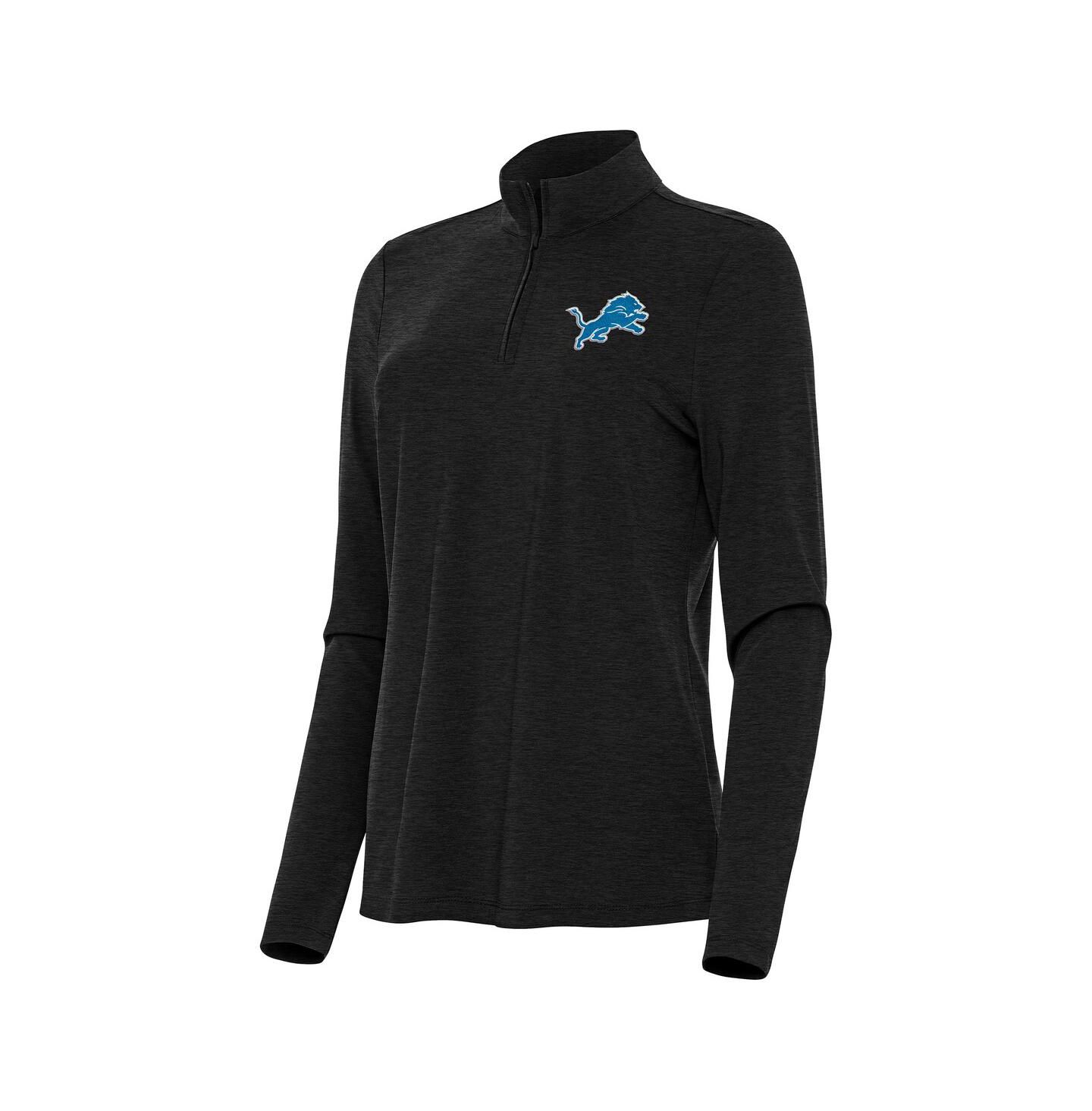 Женский свитшот Antigua Heather Black Detroit Lions Bright Quarter-Zip — фото 1