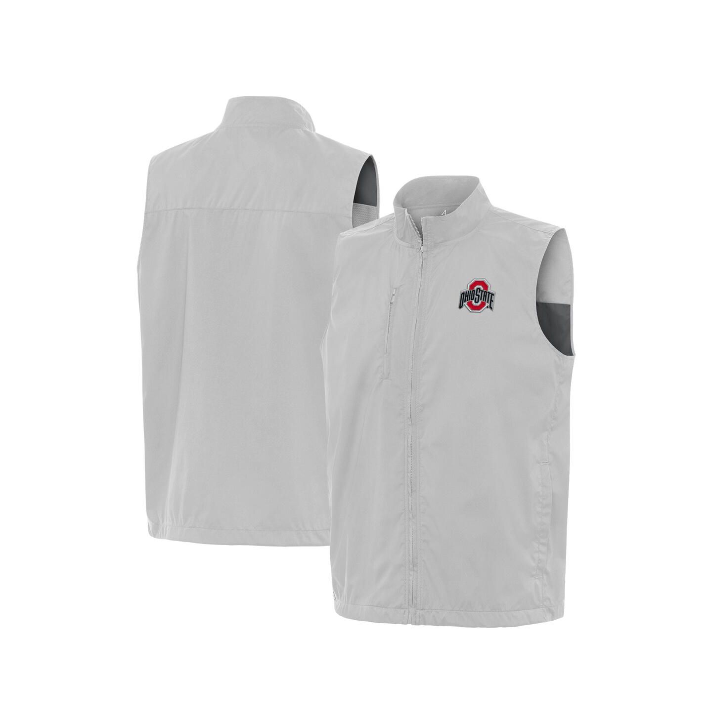 Мужской жилет Antigua Gray Ohio State Buckeyes Brisk Full-Zip Vest — фото 1