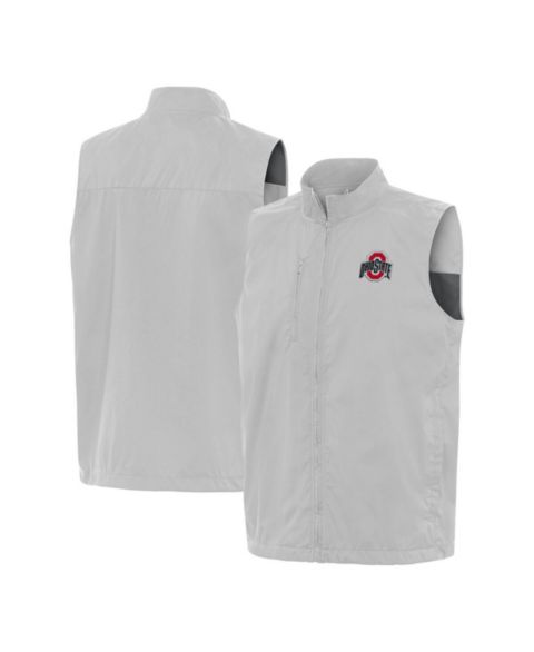 Мужской жилет Antigua Gray Ohio State Buckeyes Brisk Full-Zip Vest