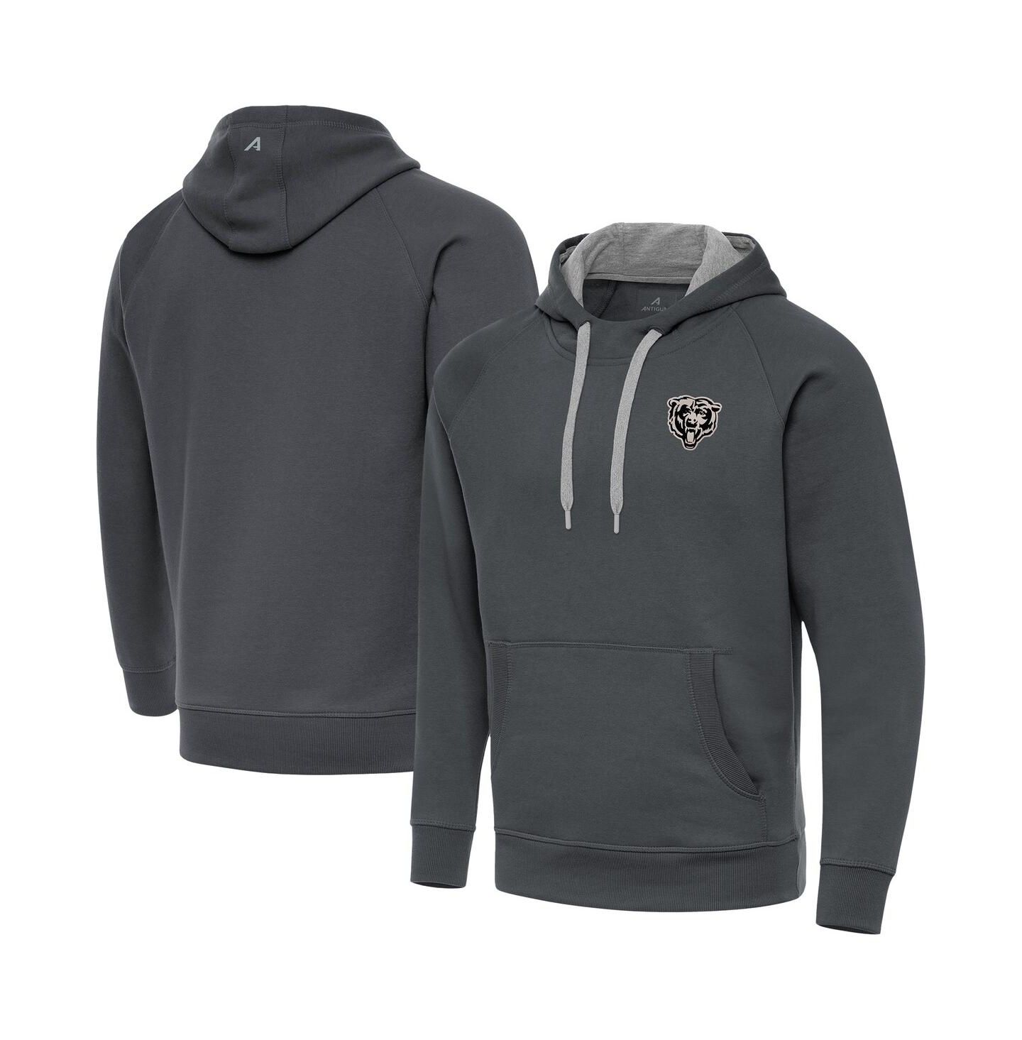 Мужское худи Antigua Charcoal Chicago Bears Brushed Carbon Victory Pullover — фото 1