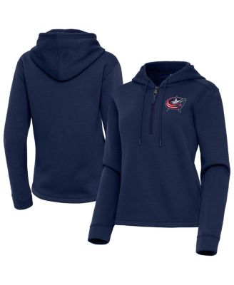 Antigua - Women's Navy Columbus Blue Jackets Contemporary Quarter-Zip Hoodie