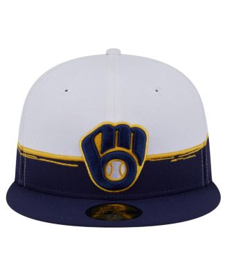 Men's Navy/White Milwaukee Brewers Paint Stroke 59FIFTY&nbsp;Fitted Hat