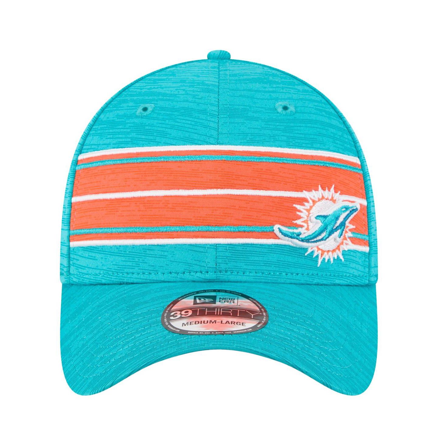 Мужская кепка New Era Aqua Miami Dolphins Stripes 39THIRTY Flex Hat — фото 4