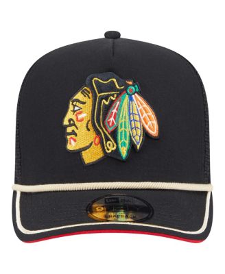Men's Black Chicago Blackhawks Vintage Team Rope A-Frame 9FIFTY Snapback Hat