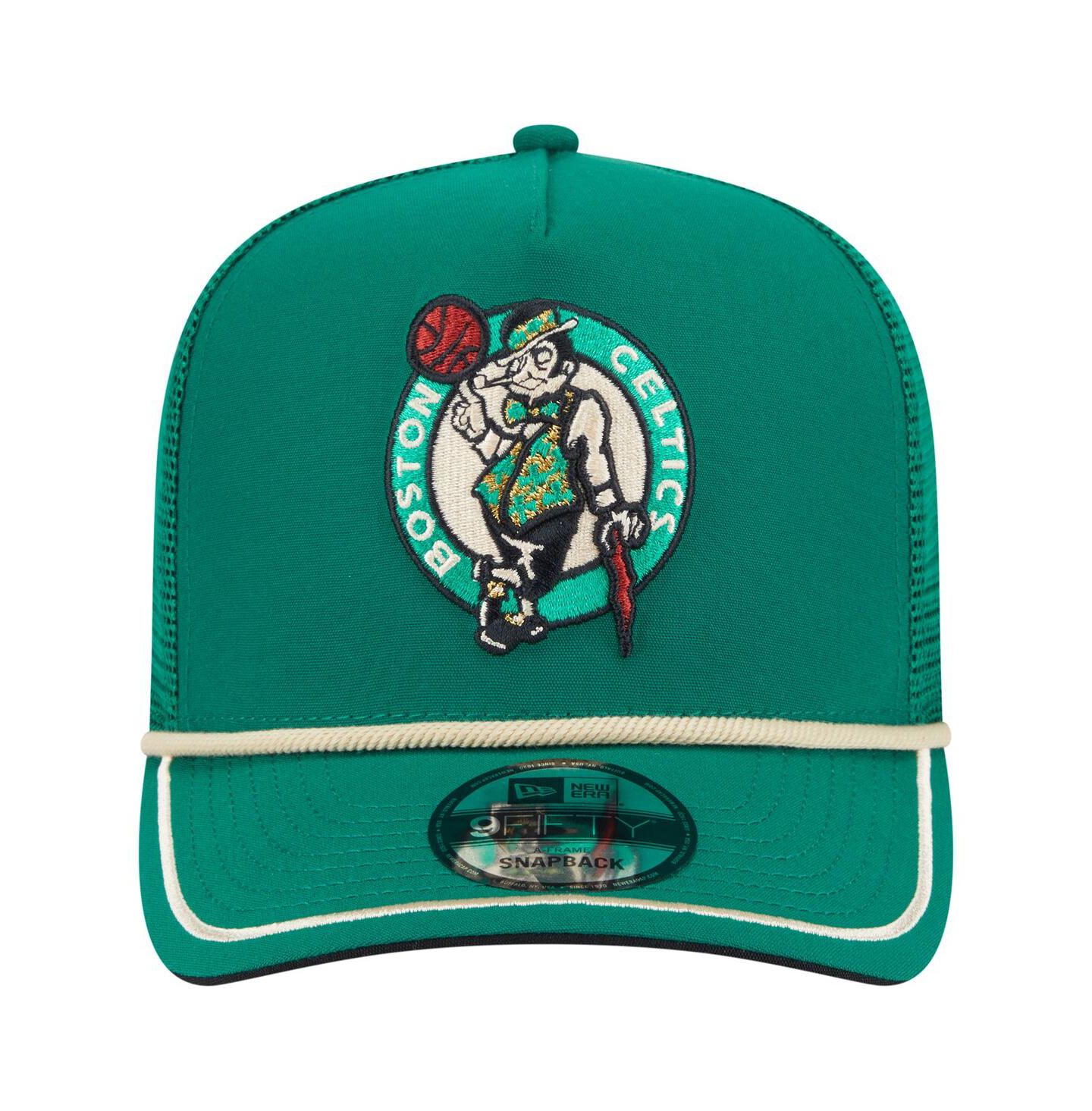 Мужская кепка New Era Kelly Green Boston Celtics Vintage Team Rope A-Frame 9FIFTY Snapback Hat — фото 2