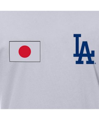 Men's White Los Angeles Dodgers Japanese Flag T-Shirt