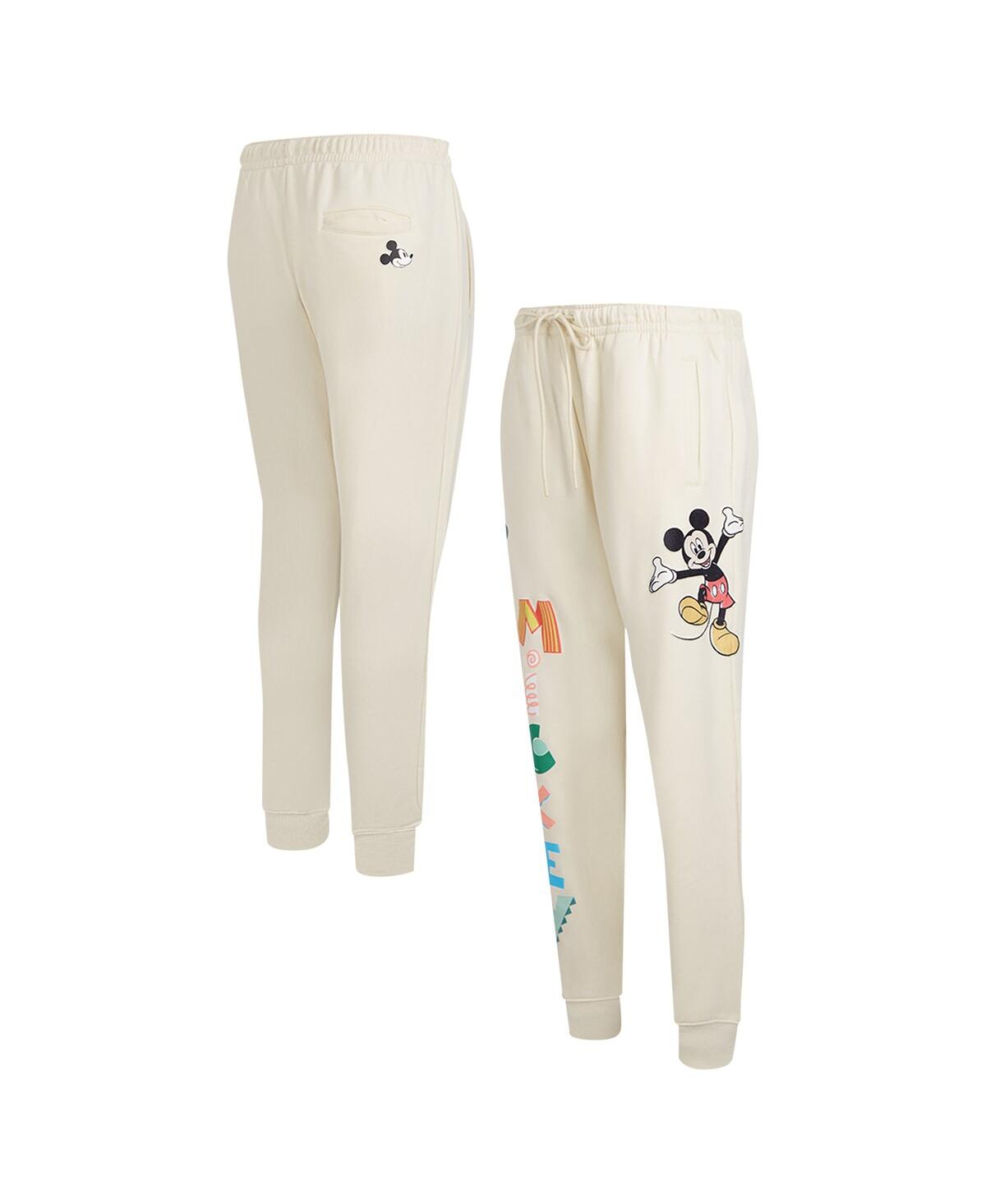 Women's Cream Mickey Mouse Hellow Mellow Fleece Jogger Pants - Cream