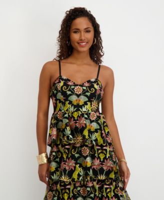 Women's Embroidered Mesh Sleeveless Maxi Dress