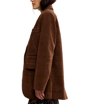 Women's Faux-Suede Button-Front Blazer